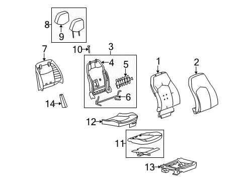 2008 Cadillac CTS Passenger Seat Components Diagram 2 - Thumbnail