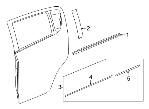 2017 Chevy Spark Exterior Trim - Rear Door Diagram