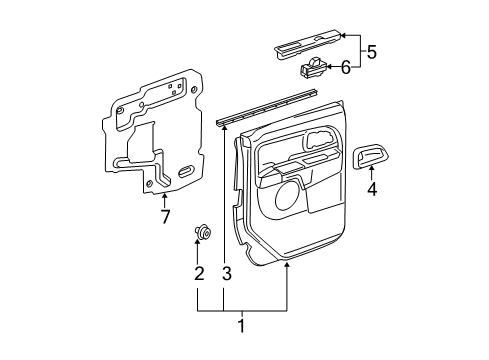 2005 GMC Canyon Panel Assembly, Rear Side Door Trim *Pewter Diagram for 15932720