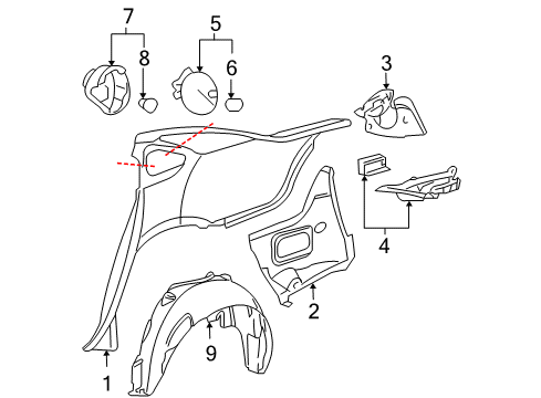 2014 Chevy Impala Limited Quarter Panel & Components Diagram