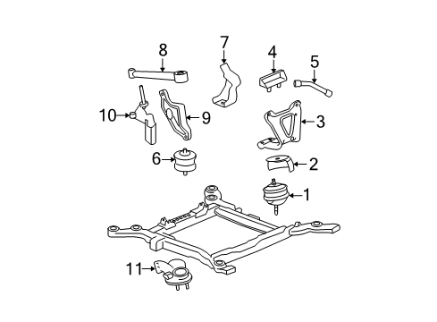 2007 Buick Lucerne Bracket, Engine Front Mount Diagram for 25829748