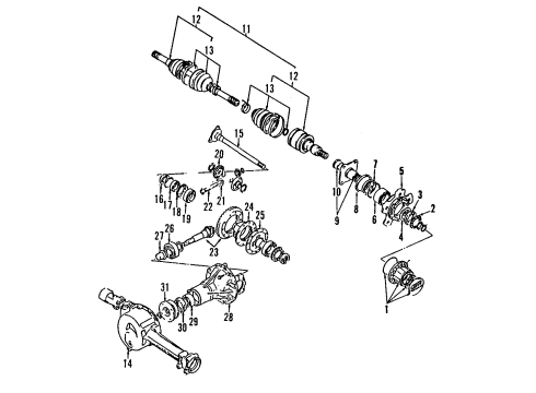 1998 Chevy Tracker Front Drive Axle Clutch Shaft Assembly,LH(On Esn) Diagram for 30018151