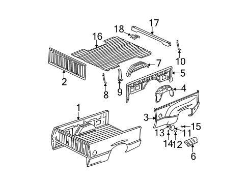 2005 Chevy Silverado 3500 Pickup Box Assembly, Front & Side Panels, Floor Diagram 3 - Thumbnail