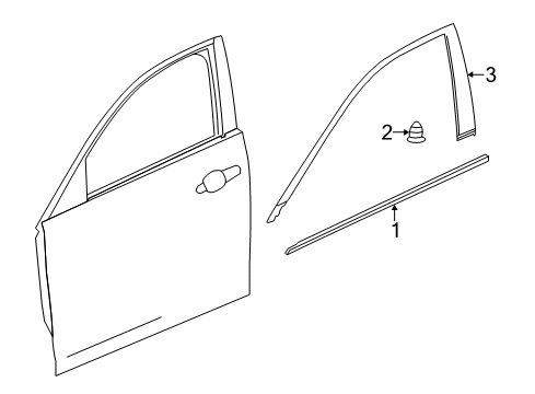 2015 Cadillac CTS Exterior Trim - Front Door Diagram