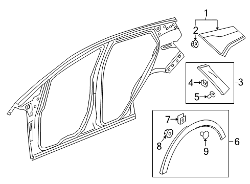 2023 Chevy Bolt EV Applique Assembly, Body Si Upr Rr Diagram for 42754961