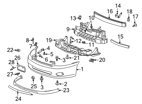 2006 Chevy Monte Carlo Front Bumper Diagram