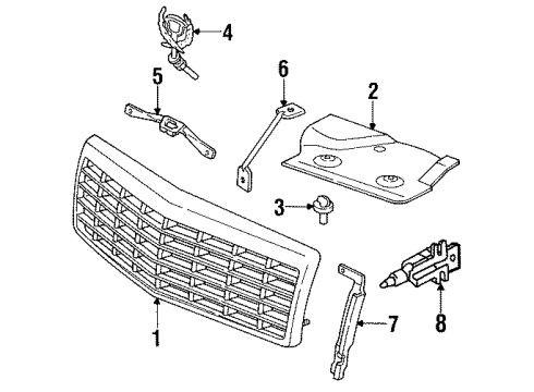 1993 Cadillac Eldorado Filler Assembly, Radiator Grille Opening Diagram for 25648025