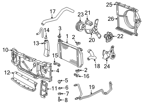 1987 Chevy Astro Radiator & Components, Cooling Fan Diagram