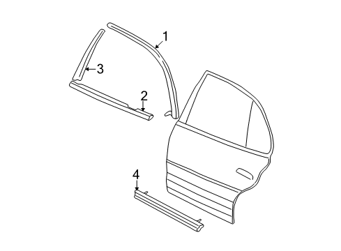 1997 Buick Century Applique Assembly, Rear Side Door Window Frame Front *Black Diagram for 10308241