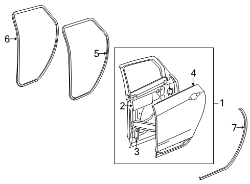 2016 Cadillac SRX Rear Door, Body Diagram