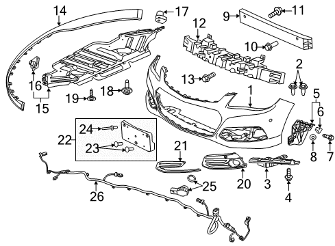 2014 Chevy SS Bracket, Front License Plate Diagram for 92257957