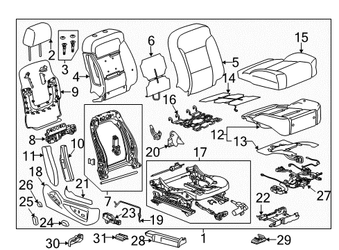 2019 GMC Sierra 2500 HD Passenger Seat Components Diagram 3 - Thumbnail