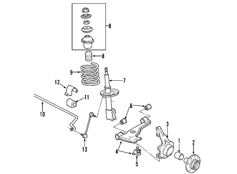 2002 Saturn L300 Front Hub Assembly Diagram for 90496444