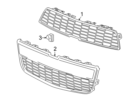 2013 Chevy Sonic Grille Assembly, Radiator Upper Diagram for 95215846