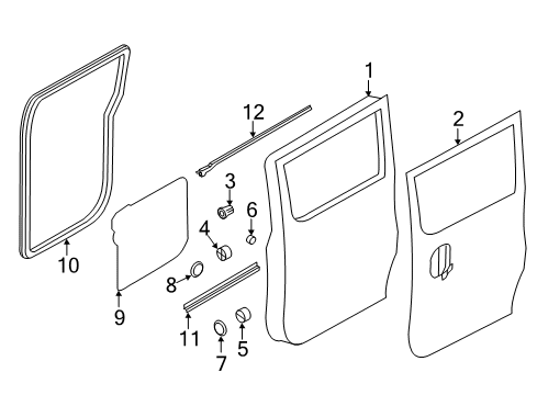 2016 Chevy City Express Weatherstrip,Rear Side Door Lower Auxiliary Diagram for 19316923