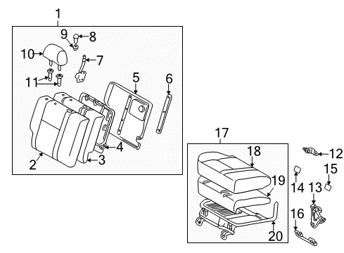 2006 Pontiac Vibe Cover,Rear Seat Back Cushion Center Pivot Support *Gray Diagram for 88970598