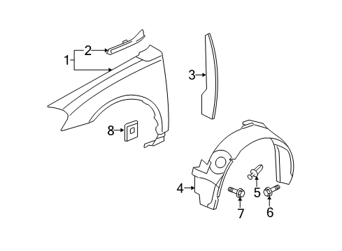 2007 Chevy Monte Carlo Fender & Components, Exterior Trim, Trim Diagram