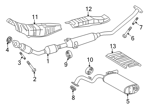 2009 Pontiac Vibe Shield,Catalytic Converter Heat Diagram for 19184738