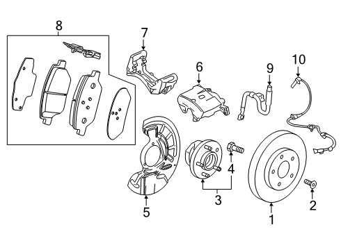 2023 Cadillac XT4 Caliper Assembly, Front Brk (W/O Brk Pads & Brkt) Diagram for 13532709