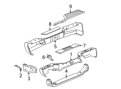 2007 Chevy Colorado Rear Bumper Cover Primed Diagram for 88981087