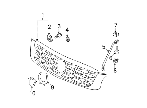 2002 Cadillac DeVille Grille & Components Diagram 3 - Thumbnail