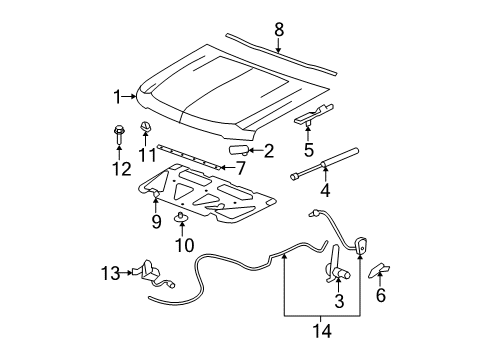 2012 Chevy Avalanche Hood & Components, Body Diagram