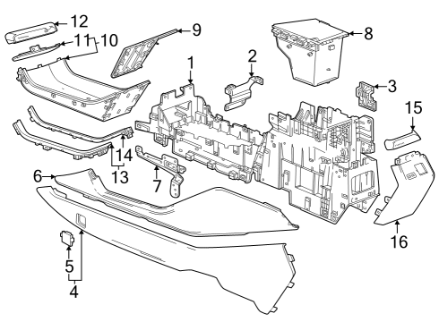 2023 Cadillac LYRIQ PLATE ASM-F/FLR CNSL RR TR *GALVANO SILVV Diagram for 87838827