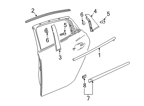 2018 Buick LaCrosse Applique Assembly, Rear Side Door Window Frame Rear Diagram for 26699949