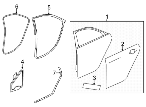 2024 Cadillac CT5 Weatherstrip Assembly, Rear S/D Lwr Aux Diagram for 84028334