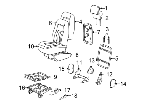 2008 Chevy Uplander Cover Asm,Rear Seat Back Cushion *Gray Diagram for 19149317