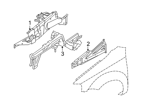 2009 Pontiac G3 Structural Components & Rails Diagram