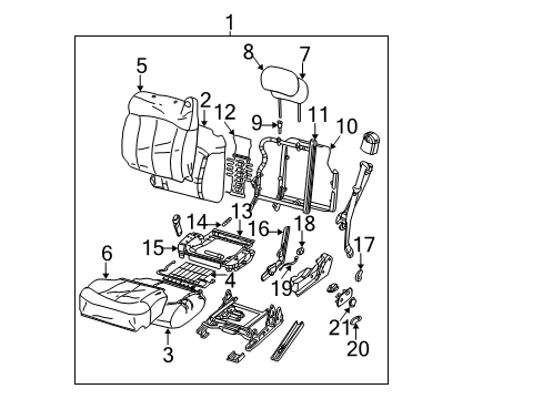 2002 GMC Sierra 2500 HD Front Seat Components Diagram 3 - Thumbnail