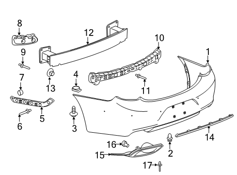 2017 Buick LaCrosse Molding, Rear Bumper Fascia Diagram for 90921897