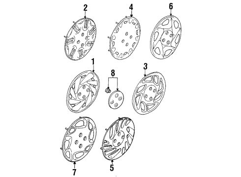 2001 Saturn SC1 Wheel Trim Cover ASSEMBLY Diagram for 21012898