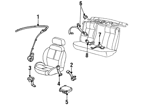 1993 Saturn SC2 Buckle,Unit Assembly, D/Se *Very Dark Sa Diagram for 21035387