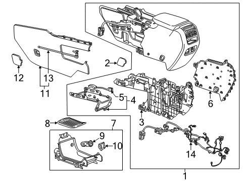 2017 Cadillac XT5 Console Assembly, Front Floor *Titanium Diagram for 84183939