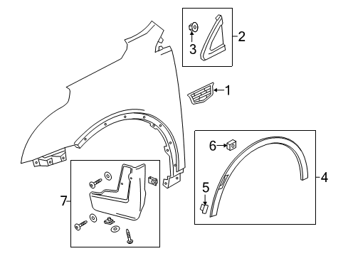 2022 Cadillac XT5 Front Fender Emblem Assembly Diagram for 84056212