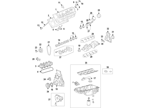 2022 GMC Sierra 3500 HD Engine Parts, Valves, Cam & Timing, Shafts, Crank & Bearings Diagram 5 - Thumbnail