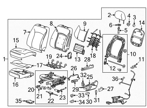 2016 Chevy Malibu Limited Driver Seat Components Diagram 1 - Thumbnail