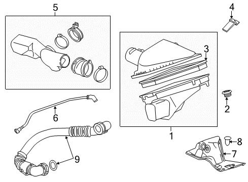 2014 Cadillac CTS Duct Assembly, Air Cleaner Outlet Diagram for 22958650