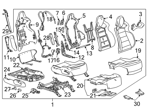 2018 Chevy Corvette Passenger Seat Components Diagram