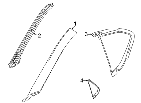 2021 Chevy Corvette Exterior Trim - Pillars Diagram 1 - Thumbnail