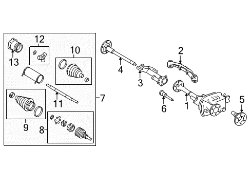 2011 Cadillac Escalade EXT Carrier & Front Axles Diagram