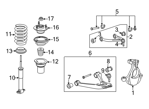 2010 GMC Sierra 1500 Front Suspension, Control Arm Diagram 4 - Thumbnail