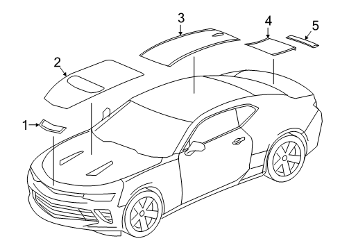 2020 Chevy Camaro Decal, Front Bpr Fascia Upr *Carbon Flasht Diagram for 84532288