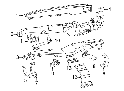 1997 Chevy Express 1500 Duct Assembly, Floor Air Outlet *Marked Print Diagram for 15002514