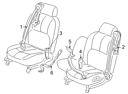 2000 Buick LeSabre Belt Kit,Driver Seat (Buckle Side) *Red Diagram for 12457548