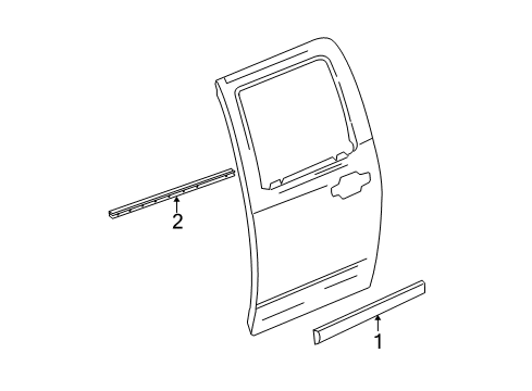 2008 GMC Canyon Exterior Trim - Rear Door Diagram 1 - Thumbnail