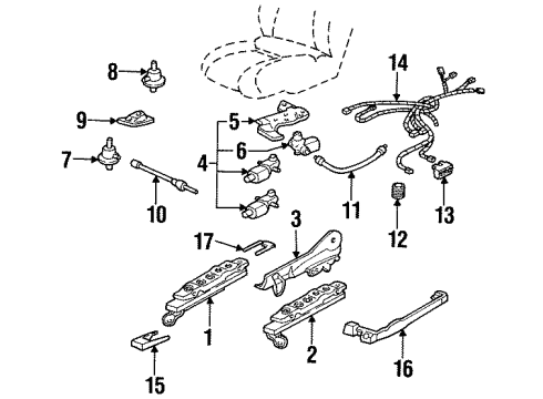 1999 Oldsmobile Intrigue Cover, Passenger Seat Outer/Inner Adjuster Front Trim *Black Diagram for 10273732