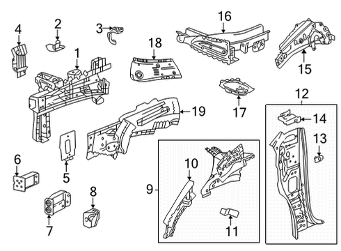 2023 Chevy Bolt EUV Structural Components & Rails Diagram